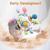 Juguete de pelota para bebé, juguetes sensoriales para la dentición, anillo de dentición de silicona, juguete educativo temprano Montessori, sonajero para bebé,Juguete para bebés de 3 a 18 meses