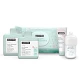 Suavinex, Bolso Carro Bebé con Cosmética: Gel Champú Syndet 300 ml + Loción Hidratante 300 ml + Pomada Pañal 50 ml + Baby Cologne 100 ml + Toallitas 60 Uds. Ideal Regalo de Recién Nacido, Azul