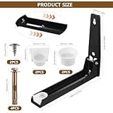 2 Piezas Soporte Microondas Pared, Soporte para Microondas Plegable Extensible, Soportes de pared Ajustables para Colgar Microonda Hornos Cocina(Negro)