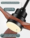 Ventilador de Techo con Luz y Mando a Distancia, Madera Ventiladores de Techo de 132 cm con Lámpara Luz Led con Motor DC, 3 Aspas, 6 Velocidades, Silencioso, Temporizador, para Exterior Dormitorio Sal