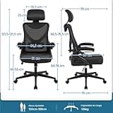 Yaheetech Silla de Oficina Ergonomica con Soporte Lumbar Silla Escritorio Reposabrazo Ajustable Silla Oficina Reposacabeza Base Giratoria de 70 cm Transpirable Negro