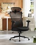 SONGMICS Silla de Oficina Ergonómica, Silla de Escritorio, con Reposacabezas y Soporte Lumbar Ajustables, Carga de 150 kg, Altura Ajustable, Negro Tinta OBN066BH01