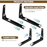 2 Piezas Soporte Microondas Pared, Soporte para Microondas Plegable Extensible, Soportes de pared Ajustables para Colgar Microonda Hornos Cocina(Negro)