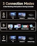 EasySMX X15 Mando PC Inalambrico con 7 Colores de Luz, 2 Modos de Luz - Hall Joystick - Hall Trigger - 1000 mAh Batería Recargable- Turbo- para PC/Switch/Móvil/Tableta - Wukong