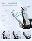 SONGMICS Silla de Oficina Ergonómica, Silla de Escritorio, con Reposacabezas y Soporte Lumbar Ajustables, Carga de 150 kg, Altura Ajustable, Negro Tinta OBN066BH01