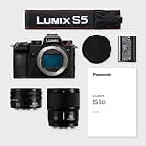 Panasonic DC-S5DWE-K Lumix S5D Cuerpo de cámara sin Espejo de fotograma Completo, 24.2MP, 4K 60P de grabación, Live View Finder,Wi-Fi Bluetooth y Objetivos S-R1840E 18-40mm y S-S5M0E 50mm,S5D (Nuevo)
