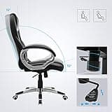 SONGMICS Silla de Oficina Ergonómica, Silla Giratoria con Ruedas, Silla de Escritorio, Altura Ajustable, Silla de Estudio, Negro Tinta OBG22B