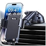 Blukar Soporte Móvil Coche, 2023 Upgraded Ajustable Soporte Teléfono Coche con Ventosa Fuerte & 360° Rotación - Liberación de un Botón Porta Movil Coche para Todos los Teléfonos de 4.0''-7.0'' (Negro)