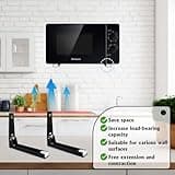 2 Piezas Soporte Microondas Pared Plegable, Soporte para Colgar Microondas Pared, Soporte Plegable para Estante Microondas, con Accesorios de Montaje, para Microondas y Hornos (Negro)