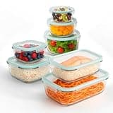 edihome, Recipientes de Cristal para alimentos, 14 Piezas (7 recipientes + 7 tapas), para Comida Hermetico, Apto para lavavajillas, congelador, microondas, sin BPA (7 Recipientes)