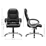 SONGMICS Silla de Oficina Ergonómica, Silla Giratoria con Ruedas, Silla de Escritorio, Altura Ajustable, Silla de Estudio, Negro Tinta OBG22B