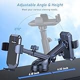 Blukar Soporte Móvil Coche, 2023 Upgraded Ajustable Soporte Teléfono Coche con Ventosa Fuerte & 360° Rotación - Liberación de un Botón Porta Movil Coche para Todos los Teléfonos de 4.0''-7.0'' (Negro)