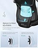 SONGMICS Silla de Oficina Ergonómica, Silla de Escritorio, con Reposacabezas y Soporte Lumbar Ajustables, Carga de 150 kg, Altura Ajustable, Negro Tinta OBN066BH01