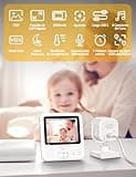 OBVHNUA Vigilabebés con Cámara, 2000mAh Camara Vigilancia Bebe Inteligente con Pantalla LCD de 2.8", VOX, Zoom 2X 4X, Visión Nocturna, Monitoreo de Temperatura, Despertador, Comunicación