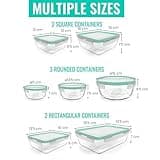 edihome, Recipientes de Cristal para alimentos, 14 Piezas (7 recipientes + 7 tapas), para Comida Hermetico, Apto para lavavajillas, congelador, microondas, sin BPA (7 Recipientes)