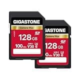 Gigastone Tarjeta de Memoria SDXC 128GB 2-Pack, Camera Plus, UHS-I U3 Clase 10, Full HD Video para Cámaras Digitales con 2 Estuches Mini