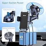 Blukar Soporte Móvil Coche, 2023 Upgraded Ajustable Soporte Teléfono Coche con Ventosa Fuerte & 360° Rotación - Liberación de un Botón Porta Movil Coche para Todos los Teléfonos de 4.0''-7.0'' (Negro)