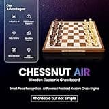 Chessnut Air Electronic Chess Set, un magnífico Tablero de ajedrez de Madera Hecho a Mano con Reinas adicionales, Luces LED, Juego electrónico adaptativo con Inteligencia Artificial y aplicación.