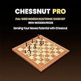 Chessnut Juego de tablero de ajedrez electrónico profesional, juego de lujo con reconocimiento de todas las piezas de ajedrez de madera, juego de tablero de tamaño de torneo de 55 cm con piezas de