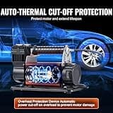 VEVOR Compresor de Aire Resistente 12 V Inflador de Neumáticos 200 L/min Kit de Inflador de Neumáticos 10,3 Bar Bomba de Aire Todoterreno con Adaptadores, Manómetro, para Camiones, Coches, SUV, RV