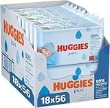 Huggies Pure Toallitas para Bebé, 99% Agua Pura, 18 Packs de 56, Total 1008 Toallitas, packaging may vary