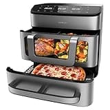 Cecotec Freidora de Aire y Horno - Air Fryer 18L Cecofry FoodCourt 18000 4Pizza. 2700W, Horno 12", Temp. Máx. 230ºC, 9L Pared Divisoria y 200ºC, Función Sync, Pizza Stone, Display a Color, Acero Inox