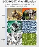 Microscopio Digital Electrónico portátil de 4.3 Pulgadas 1080P con 8 Luces LED Ajustables, Profesional para niños/Adultos 50-1000X, Vista de PC, Compatible con Windows MacOS