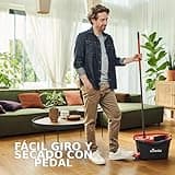 Vileda Turbo Juego de Cubo de fregona para Suelos giratoria con Pedal - Mango telescópico 85-123 cm - Cabezal de Microfibra 2 en 1 - Love it Clean - Embalaje sostenible