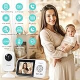 Simyke Monitor de Bebé con Cámara y Pantalla 2.8" | WiFi, App Control, Visión Nocturna, 2 Vías | Alcance 1000 Pies, Alerta de Movimiento | para Cuna y Dormitorio