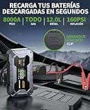 AIMAPOW Arrancador de Coches 8000A con Compresor, 160PSI Inflador de Neumáticos, Jump Starter 12V, Arrancador de Baterias de Coche(Todo Gasolina o 12L Diésel), Pantalla LCD, Luz de Emergencia