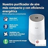Philips Purificador de Aire Serie 600 Ultrasilencioso y de bajo consumo, para alérgicos, el filtro HEPA elimina el 99,97% de los contaminantes, cubre hasta 44m2, controlado por app, blanco (AC0650/10)