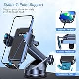 Blukar Soporte Móvil Coche, 2023 Upgraded Ajustable Soporte Teléfono Coche con Ventosa Fuerte & 360° Rotación - Liberación de un Botón Porta Movil Coche para Todos los Teléfonos de 4.0''-7.0'' (Negro)