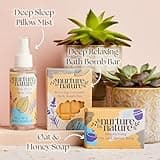NURTURE BY NATURE Set de Regalo de Baño y Bienestar – Set de spa con spray de almohada lavanda, exfoliante corporal, bomba de baño, vela perfumada y más – Vegano – Cesta de Navidad, regalo para mujer