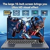 Ordenador Portátil de 16 pulgadas, portátil Core i5-8210Y procesador 16 GB RAM 512 GB SSD, Laptop FHD 1920 * 1080 con RJ45, tipo C, USB 3.0, Bluetooth 5.0, teclado digital retroiluminado PC portátil