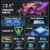 VekfulPC T60Pro Tablet 13,4 Pulgadas,Android 15 Tableta con Teclado,120Hz Display,24GB RAM + 256GB ROM,10000mAh,WideVine L1/5G WiFi/GPS/Gemini AI,Octa-Core Tablets con Lápiz,Ratón,4 años de garantía