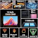 Tablet 13 Pulgadas con Android 15, 2.2GHz Octa-Core Gaming Tablets con 4G LTE/5G WiFi, 36GB RAM+512GB ROM (Extensión 2TB),2960x1840 FHD+, Gemini AI,11580mAh,13MP+8MP,BT5.0/GPS/Tablet con Teclado