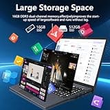 Ordenador Portátil de 16 pulgadas, portátil Core i5-8210Y procesador 16 GB RAM 512 GB SSD, Laptop FHD 1920 * 1080 con RJ45, tipo C, USB 3.0, Bluetooth 5.0, teclado digital retroiluminado PC portátil