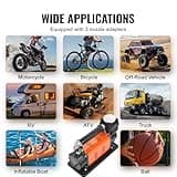 VEVOR Compresor de Aire Resistente 12 V Inflador de Neumáticos 200 L/min Kit de Inflador de Neumáticos 10,3 Bar Bomba de Aire Todoterreno con Adaptadores, Manómetro, para Camiones, Coches, SUV, RV