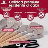Utensilios de Cocina de Silicona, 14 Piezas SIN BPA, Utensilios de Cocina Resistentes al Calor, Accesorios Cocina Antiadherentes, Utensilios Hogar y Cocina, Mango de Bambú, Tijeras Cocina Multifunción
