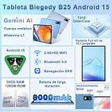 BIEGEDY 2026 último Tablet 10 Pulgadas Android 15 con Gemini AI, 30GB RAM + 128GB ROM, Octa-Core 2.0GHZ, 8000mAh, GMS, Widevine L1, GPS, OTG,5G WiFi 6 & BT 5.0,Tablet Teclado y Raton-Azul